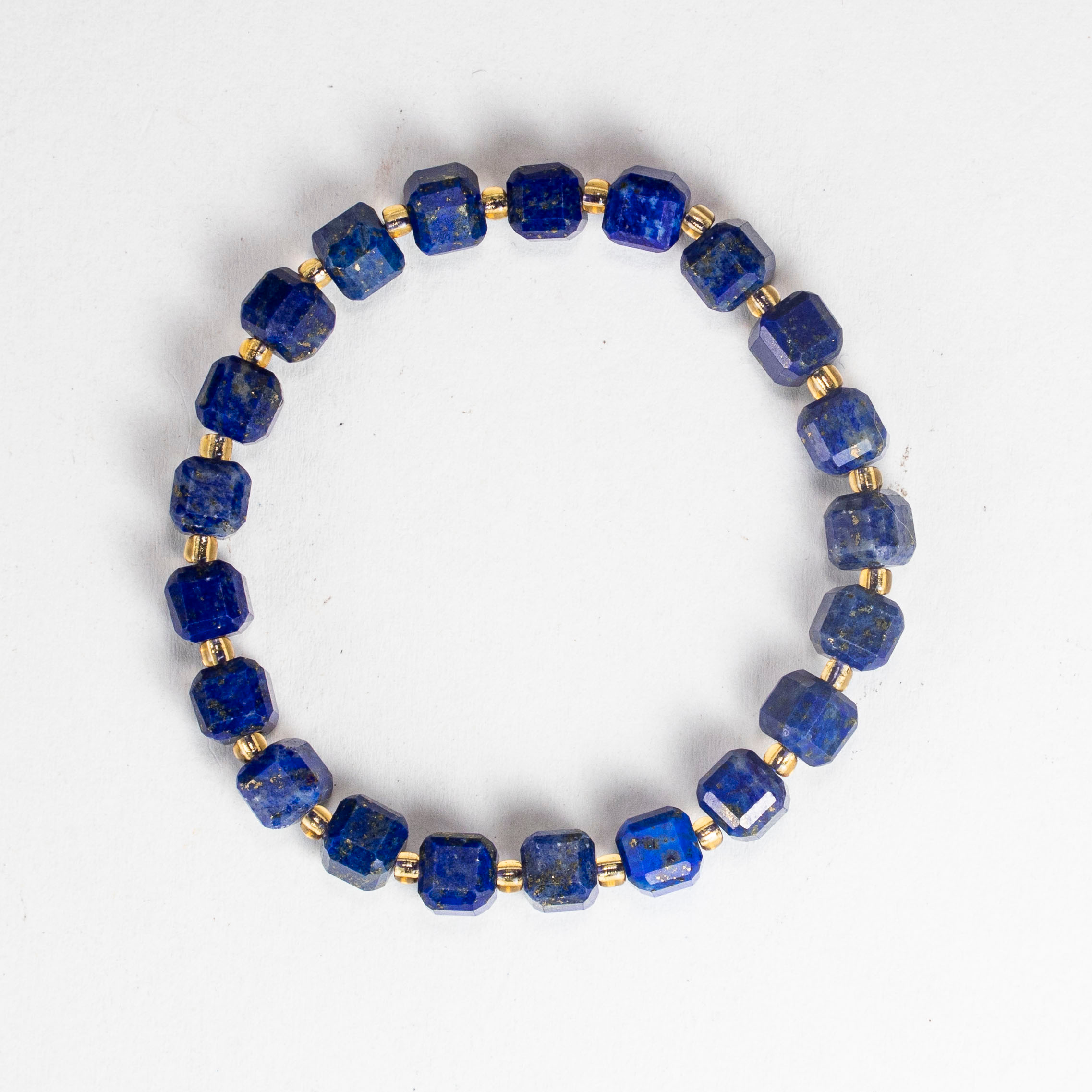 High-Quality Lapis Lazuli Square Bead Bracelet, Royal Blue